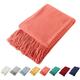 Homiest Decorative Knitted Throw Blanket with Fringe, Lightweight Blanket Acrylic Knit Blanket, Soft & Cozy Tassel Blanket for Couch Sofa Bed (Orange, 60 x 80 Inch)