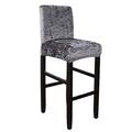 Bar Chair Stool Covers Stretch Elastic, Bar Stool Covers with Back, Chair Covers for Dining Chairs Crushed Velvet, Short Swivel Dining Chair Covers (Gray,Set of 6)