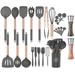 AIRPJ 28 PCS Silicone Kitchen Cooking Utensil Set, Include Salt & Pepper Grinder Set Stainless Steel/Silicone in Gray/Pink | Wayfair US-CUSP-14