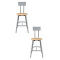 National Public Seating Height Adjustable Industrial/Shop Stool w/ Backrest Wood/Metal/Solid Wood in Brown | 41 H x 15.5 W x 15.5 D in | Wayfair