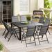 Hokku Designs Seevers Rectangular 8 - Person 38.19" Long Aluminum Outdoor Dining Set Metal in Black/Gray | 38.19 W x 58.66 D in | Wayfair