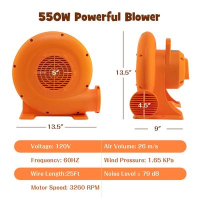 380W/550W/680W 1.0HP Air Blower for Inflatables w/ 25FT Wire&GFCI Plug