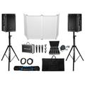 (2) JBL SRX812P 12 2000w Powered DJ PA Speakers+Stands+Mics+Facade+(10) Lights