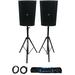 (2) Mackie Thump215XT 15 Powered DJ PA Speakers+Stands+Cables+Bag Thump 212XT