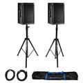 (2) JBL SRX812P 12 2000 Watt Powered 2-Way DJ PA Speakers+Stands+Cables+Bag