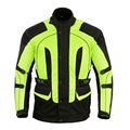 Texpeed Mens Motorcycle Jacket Waterproof Yellow Hi Vis Textile Cordura With Biker Motorbike CE Armour (EN 1621-1) L