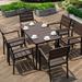 Wildon Home® Walston Rectangular 6 - Person 59.05" Long Aluminum Outdoor Dining Set Wood/Plastic/Metal in Brown | 47.24 W x 27.55 D in | Wayfair