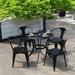 Williston Forge Hamdy Round 4 - Person 31.49" Long Outdoor Dining Set Wood/Plastic in Black/Brown | 31.49 W x 31.49 D in | Wayfair