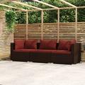 Divano a 3 Posti - Divano relax Sofa con Cuscini in Polyrattan Marrone BV486062 Bonnevie