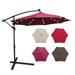 Aukfa 10ft Patio Solar LED Lighted Outdoor Umbrellas with Cross Base for Market Beach Pool - Wine