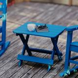 BizChair Outdoor Folding Side Table Portable All-Weather HDPE Adirondack Side Table in Blue