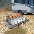 FETCOI Stainless Steel Barbecue Grill 4Burners Gas Roaster Portable BBQ Grill Outdoor
