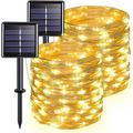 JMEXSUSS 2 Pack 200 LED Solar String Lights Outdoor Waterproof Each 66ft Solar Fairy Lights with 8 Modes Copper Wire Warm White Solar Lights for Camping Garden Patio Wedding Party Decoration