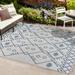 Boho Moroccan Ivory/Navy 4 ft. x 6 ft. Indoor/Outdoor Area Rug