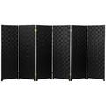 4 ft. Short Woven Fiber Outdoor All Weather Folding Screen - 6 Panel - Black