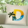 Pjtewawe Easter Pillow Case Summer Beach Coconut 26 Letter Series Cotton Cushion Cover Cushion Cover For Living Room Bed Sofa And Car