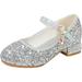 Toddler Girls Dress Shoes Pumps Rhinestone Glitter Sequins Princess Low Heels Party Dance Shoes Rhinestone Sandals
