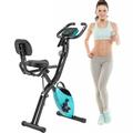 Folding Exercise Bike with Arm Workout Recumbent Exercise Bike Fitness Upright and Recumbent X-Bike with 10-Level Adjustable Resistance LCD Display Green