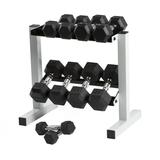 CAP 150 Lb. Coated Hex Dumbbell Weight Set 5-25 Lb. with White Rack