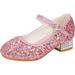 Toddler Girls Dress Shoes Pumps Rhinestone Glitter Sequins Princess Low Heels Party Dance Shoes Rhinestone Sandals