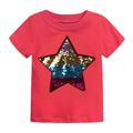 Odeerbi Baby Boy Girl Clothes Toddler Outfit 2024 Fashion Cotton Funny loration Flip Star Sequins Pattern Top T-shirt Red