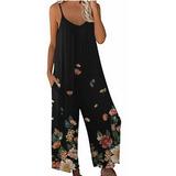 ZVAVZ Summer Romper for Women Spaghetti Strap Jumpsuits for Women Casual Sleeveless Wide Leg Rompers Fashion Butterfly Print Overalls Boho Clothes Clothing for Women