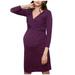 Baycosin Maternity Dress For Photoshoot Women Pregnant Nusring Long Sleeve Print Floral V-Neck Dress