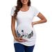 Short Sleeved Maternity Top Womens Maternity Short Sleeve Crew Neck Cute Letter Printed Tops T Shirt Pregnancy Casual Tee Tunic Blouse Extra Long Tops