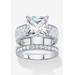 Women's 4.80 Tcw Cubic Zirconia Platinum-Plated Sterling Silver 2-Piece Bridal Ring Set by PalmBeach Jewelry in Silver (Size 8)