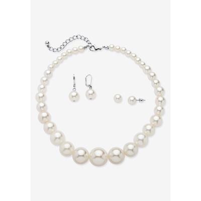 Women's Simulated Pearl Silvertone Necklace And 2-...