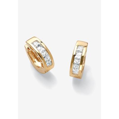 Women's 2.96 Tcw Princess-Cut Cubic Zirconia Huggie-Hoop Earrings Gold-Plated by PalmBeach Jewelry in Gold