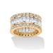 Women's 9.34 Tcw Round And Emerald-Cut Cubic Zirconia Gold-Plated Eternity Band by PalmBeach Jewelry in Gold (Size 9)