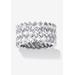 Women's 9.66 Tcw Cubic Zirconia Baguette Chevron Ring In Platinum-Plated Sterling Silver by PalmBeach Jewelry in Silver (Size 7)