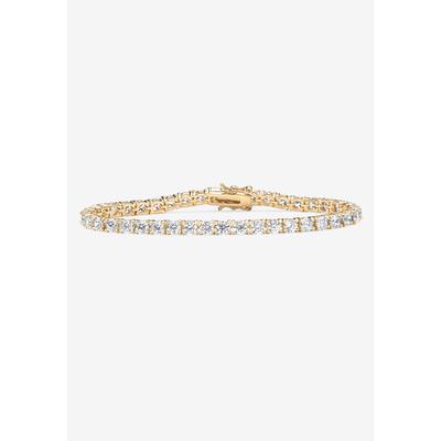 Women's 10.75 Tcw Round Cubic Zirconia Yellow Gold-Plated Tennis Bracelet 7.5" by PalmBeach Jewelry in White