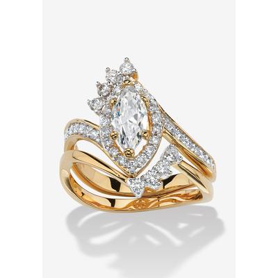 Women's 1.68 Tcw Cubic Zirconia Two-Piece Halo Bridal Set Yellow Gold-Plated by PalmBeach Jewelry in Gold (Size 7)