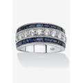 Women's 5.60 Tcw Cz And Created Sapphire Ring In Platinum-Plated Sterling Silver by PalmBeach Jewelry in Silver (Size 6)