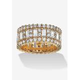 Women's 4.80 Tcw Emerald-Cut Cubic Zirconia Yellow Gold-Plated Eternity Ring by PalmBeach Jewelry in Gold (Size 8)