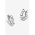 Women's 2.40 Tcw Cubic Zirconia Silvertone Hoop Earrings With Surgical Steel Posts (.5") by PalmBeach Jewelry in Silver