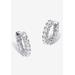 Women's 2.40 Tcw Cubic Zirconia Silvertone Hoop Earrings With Surgical Steel Posts (.5") by PalmBeach Jewelry in Silver