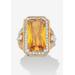 Women's 19.52 Tcw Emerald-Cut Yellow Cz Halo Cocktail Ring Yellow Gold-Plated by PalmBeach Jewelry in Yellow (Size 9)