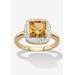 Women's 1.85 Tcw Genuine Citrine Diamond Accent 14K Gold-Plated Sterling Silver Halo Ring by PalmBeach Jewelry in Yellow (Size 7)