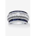 Women's 6.48 Cttw. Cubic Zirconia And Simulated Blue Sapphire Platinum-Plated Sterling Silver Ring by PalmBeach Jewelry in Blue (Size 10)