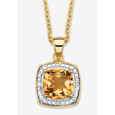 Women's 1.85 Tcw Genuine Citrine And Diamond Accent Gold-Plated Sterling Silver Necklace by PalmBeach Jewelry in Yellow