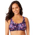 Plus Size Women's Satin Wireless Comfort Bra by Comfort Choice in Rich Violet Floral (Size 44 B)
