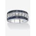 Women's 5.60 Tcw Cz And Created Sapphire Ring In Platinum-Plated Sterling Silver by PalmBeach Jewelry in Silver (Size 7)