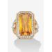 Women's 19.52 Tcw Emerald-Cut Yellow Cz Halo Cocktail Ring Yellow Gold-Plated by PalmBeach Jewelry in Yellow (Size 12)
