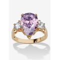 Women's 6.41Tcw Purple Pear-Shaped Cubic Zirconia Ring Yellow Gold-Plated by PalmBeach Jewelry in Purple (Size 5)
