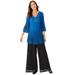 Plus Size Women's Embellished Pleated Blouse by Woman Within in Bright Cobalt Linear Gradient Dot (Size 42/44) Shirt