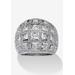 Women's 4.12 Tcw Princess-Cut And Round Cubic Zirconia .925 Sterling Silver Dome Ring by PalmBeach Jewelry in Silver (Size 10)