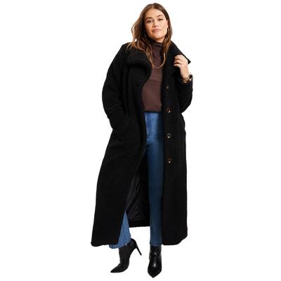 Plus Size Women's Maxi Teddy Fleece Coat by June+Vie in Black (Size 18/20)